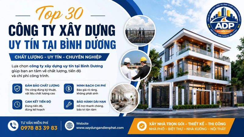 Top 30 Công Ty Xây Dựng Uy Tín Tại Bình Dương Được Khách Hàng Tin Chọn Năm 2026