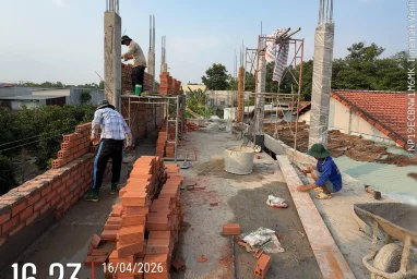Xây nhà trọn gói 1 trệt 1 lầu 1 tum hiện đại